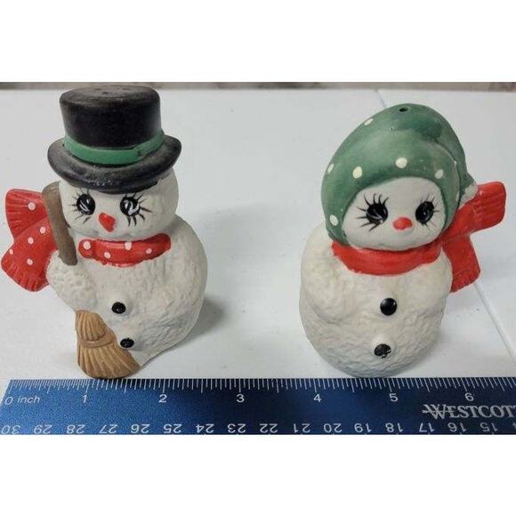 VTG Anthropomorphic Snowman Mr Mrs Christmas Winter Salt & Pepper Shakers Frosty - Picture 4 of 4